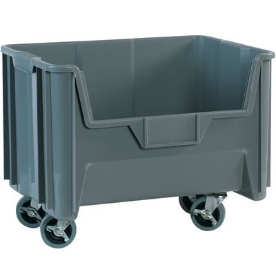 19 7/8 x 15 1/4 x 12 7/16" Gray Mobile Giant Stackable Bins