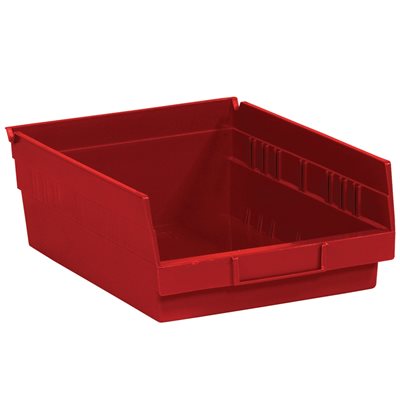 11 5/8 x 11 1/8 x 4" Red Plastic Shelf Bin Boxes