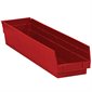 23 5/8 x 4 1/8 x 4" Red Plastic Shelf Bin Boxes