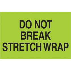 2 x 3" - "Do Not Break Stretch Wrap" (Fluorescent Green) Labels