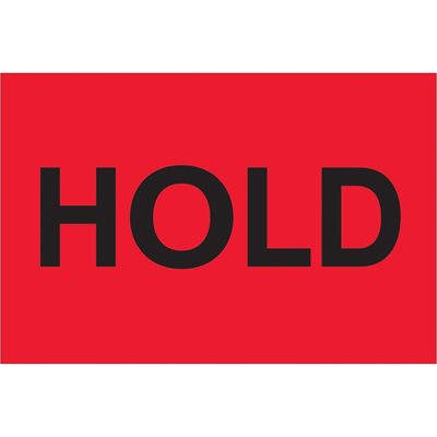 2 x 3" - "Hold" (Fluorescent Red) Labels