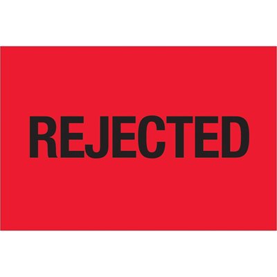 2 x 3" - "Rejected" (Fluorescent Red) Labels