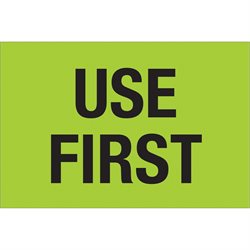 2 x 3" - "Use First" (Fluorescent Green) Labels