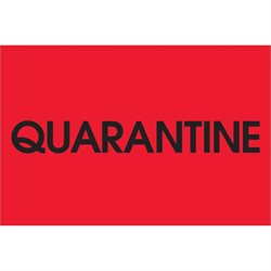 2 x 3" - "Quarantine" (Fluorescent Red) Labels