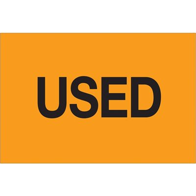 2 x 3" - "Used" (Fluorescent Orange) Labels