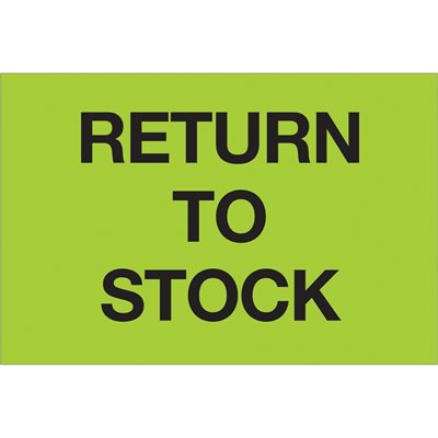 2 x 3" - "Return To Stock" (Fluorescent Green) Labels