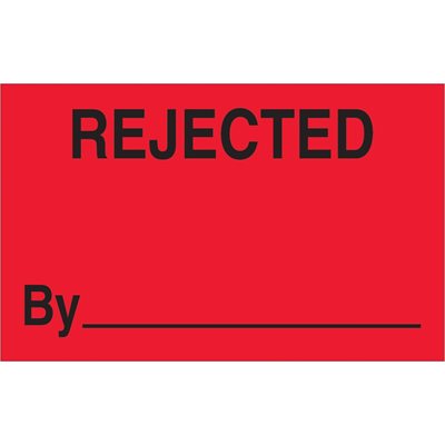 1 1/4 x 2" - "Rejected By" (Fluorescent Red) Labels