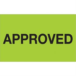 1 1/4 x 2" - "Approved" (Fluorescent Green) Labels