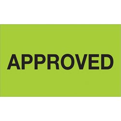 3 x 5" - "Approved" (Fluorescent Green) Labels