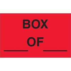 1 1/4 x 2" - "Box ___ Of ___" (Fluorescent Red) Labels