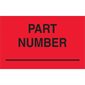 1 1/4 x 2" - "Part Number" (Fluorescent Red) Labels