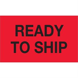 3 x 5" - "Ready To Ship" (Fluorescent Red) Labels