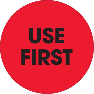 2" Circle - "Use First" Fluorescent Red Labels