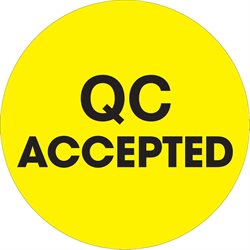 2" Circle - "QC Accepted" Fluorescent Yellow Labels