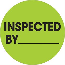 1" Circle - "Inspected By" Fluorescent Green Labels