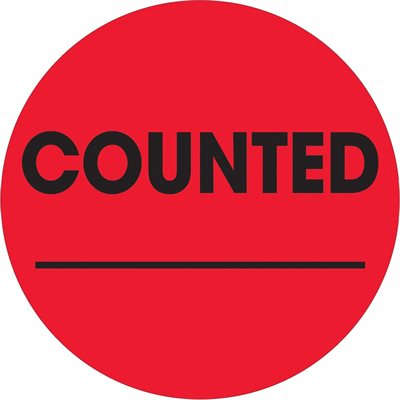 2" Circle - "Counted ___" Fluorescent Red Labels