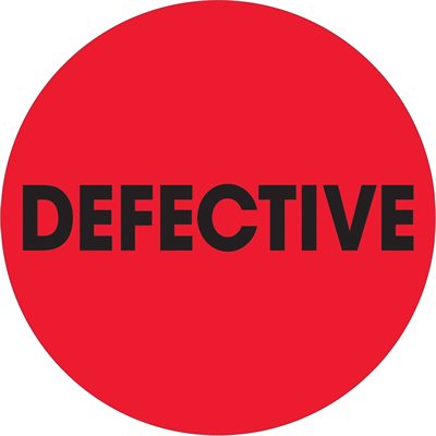 2" Circle - "Defective" Fluorescent Red Labels
