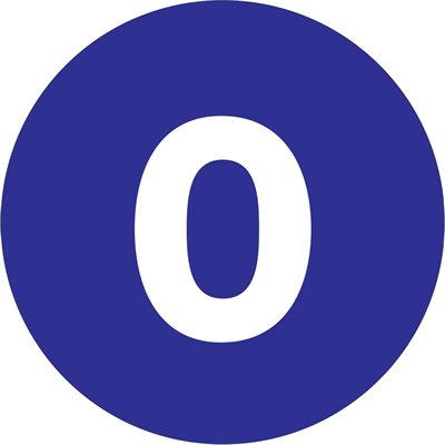 3" Circle - "0" (Dark Blue) Number Labels
