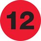 3" Circle - "12" (Fluorescent Red) Number Labels