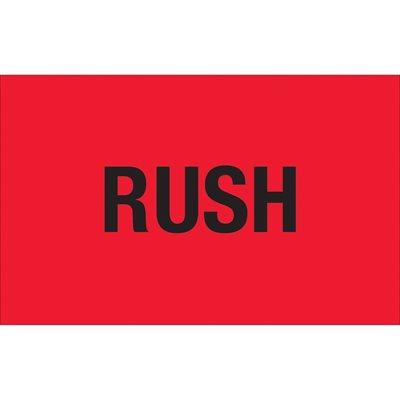 1 1/4 x 2" - "Rush" (Fluorescent Red) Labels