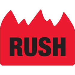 1 1/2 x 2" - "Rush" (Bill of Lading) Flame Labels