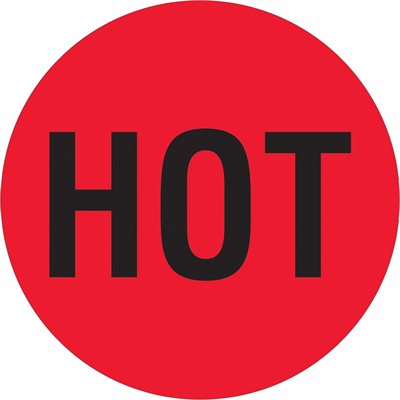 2" Circle - "Hot" (Fluorescent Red) Labels