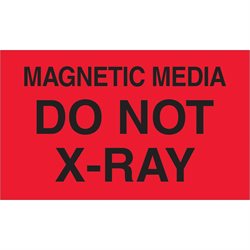 3 x 5" - "Magnetic Media Do Not X-Ray" (Fluorescent Red) Labels