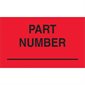 3 x 5" - "Part Number" (Fluorescent Red) Labels