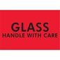 2 x 3" - "Glass - Handle With Care" (Fluorescent Red) Labels
