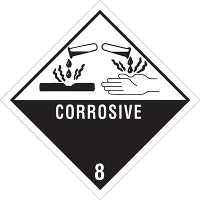 4 x 4" - "Corrosive - 8" Labels