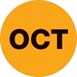 1" Circle - "OCT" (Fluorescent Orange) Months of the Year Labels
