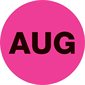 2" Circle - "AUG" (Fluorescent Pink) Months of the Year Labels