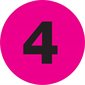 2" Circle - "4" (Fluorescent Pink) Number Labels