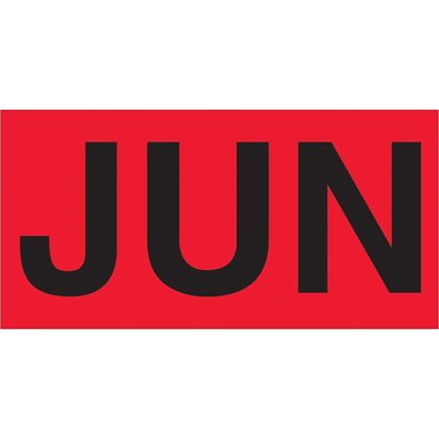 3 x 6" - "JUN" (Fluorescent Red) Months of the Year Labels