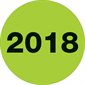 2" Circle - "2018" (Fluorescent Green) Year Labels