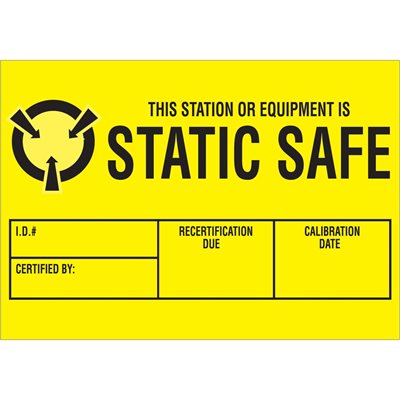 1 3/4 x 2 1/2" - "Static Safe" Labels