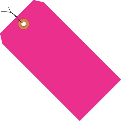3 1/4 x 1 5/8" Fluorescent Pink 13 Pt. Shipping Tags - Pre-Wired