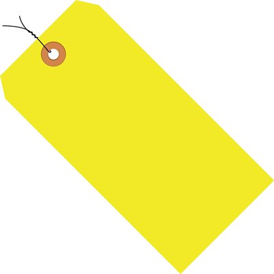 4 3/4 x 2 3/8" Fluorescent Yellow 13 Pt. Shipping Tags - Pre-Wired