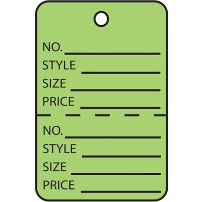1 1/4 x 1 7/8" Green Perforated Garment Tags