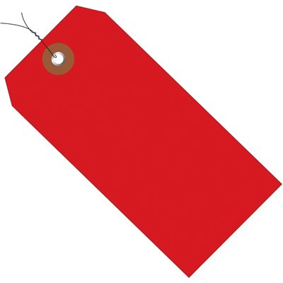 4 3/4 x 2 3/8" Red Plastic Shipping Tags - Pre-Wired
