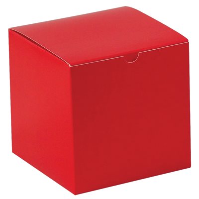 6 x 6 x 6" Holiday Red Gift Boxes