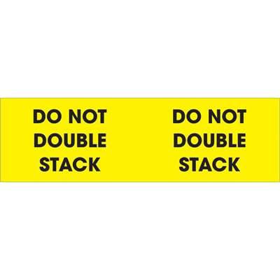 3 x 10" - "Do Not Double Stack" (Fluorescent Yellow) Labels