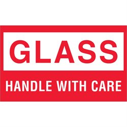 3 x 5" - "Glass - Handle With Care" Labels