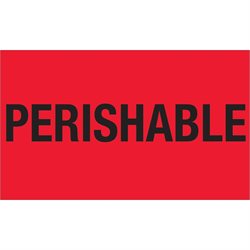 3 x 5" - "Perishable" (Fluorescent Red) Labels