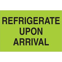 2 x 3" - "Refrigerate Upon Arrival" (Fluorescent Green) Labels