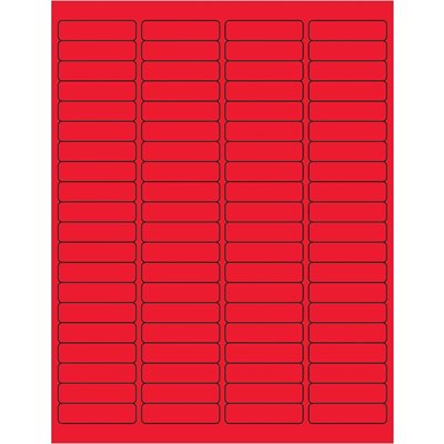 1 15/16 x 1/2" Fluorescent Red Rectangle Laser Labels