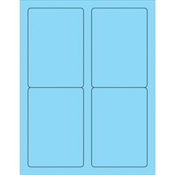 3 1/2 x 5" Fluorescent Pastel Blue Rectangle Laser Labels