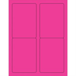 3 1/2 x 5" Fluorescent Pink Rectangle Laser Labels