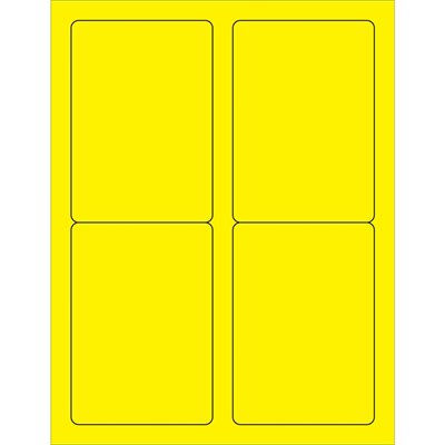 3 1/2 x 5" Fluorescent Yellow Rectangle Laser Labels