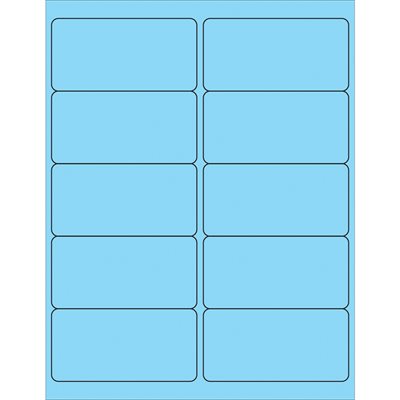 4 x 2" Fluorescent Pastel Blue Rectangle Laser Labels